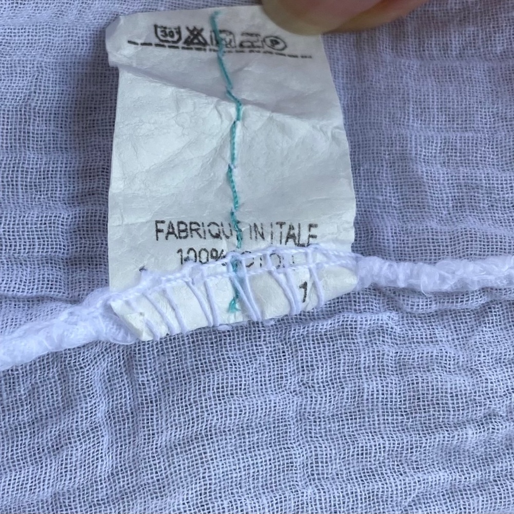 Scandal Italy White Crinkle Textured Cotton Tunic Top - Picture 5 of 5